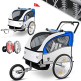 Fietskar kind - fietsaanhanger - 2-zits - schokbreker - blauw