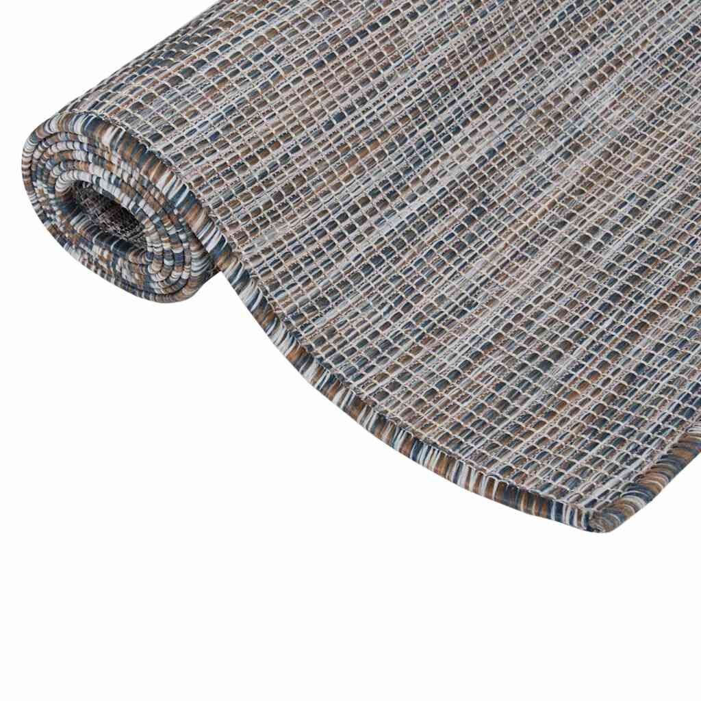 vidaXL Buitenkleed platgeweven 160x230 cm bruin en blauw