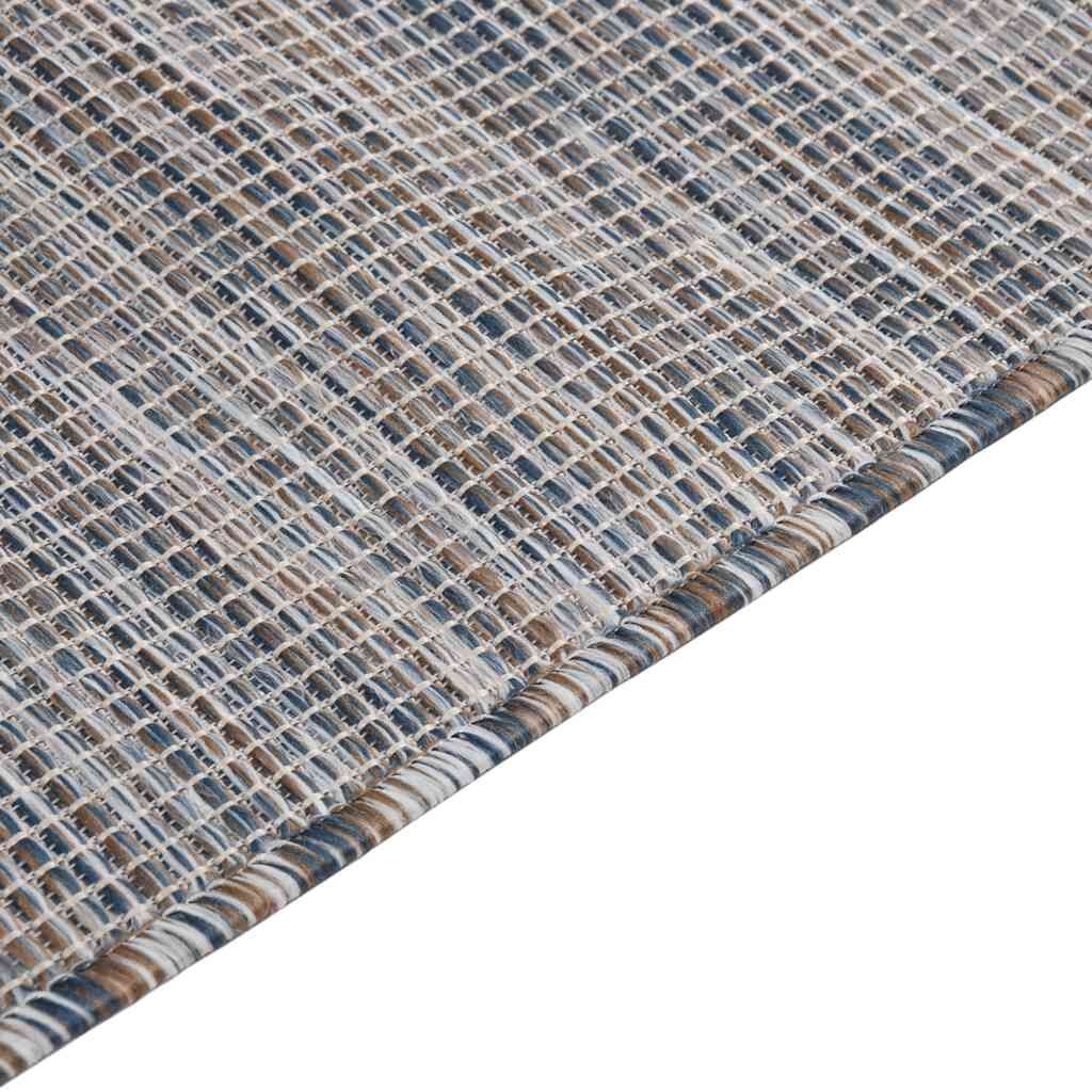 vidaXL Buitenkleed platgeweven 160x230 cm bruin en blauw