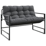 vidaXL Tuinbank met kussen 113 cm staal antracietkleurig