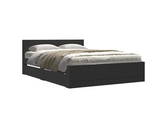 Zwart Bedframe met Hoofdeinde 140x200 cm - 55% Korting
