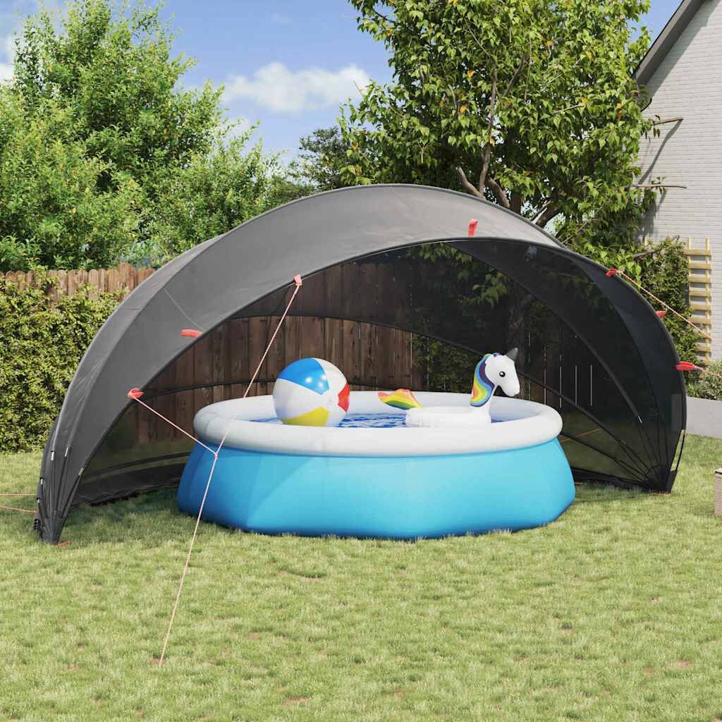 vidaXL Pooldome Zwart 592 x 590 x 275 cm 185T polyester met PU-coating
