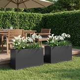 vidaXL Plantenbak 2 st Zwart 80 x 30 x 50 cm Koudgewalst staal
