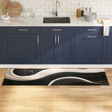 vidaXL Keuken Vloerkleed Zwart 180 x 60 cm Fluweel