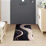 vidaXL Keuken Vloerkleed Zwart 180 x 60 cm Fluweel