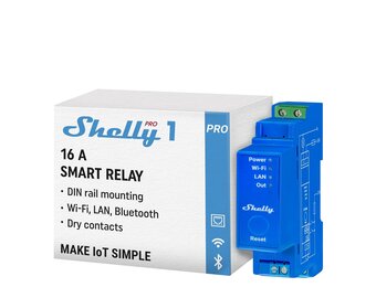 Shelly Pro 1 LAN, WLAN & Bluetooth 1-kanaals DIN-rail slimme schakelaar met droogcontact, Lichtschakelaar compatibel met Alexa & Google Home, iOS- en Android-app, Geen hub vereist