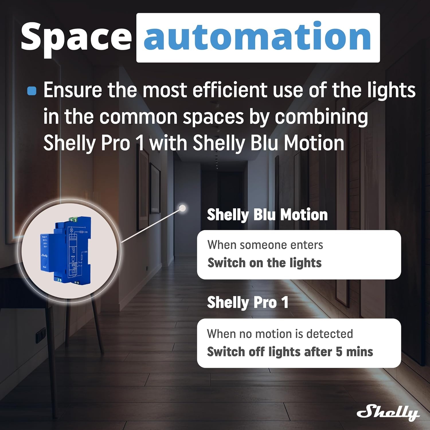 Shelly Pro 1 LAN, WLAN & Bluetooth 1-kanaals DIN-rail slimme schakelaar met droogcontact, Lichtschakelaar compatibel met Alexa & Google Home, iOS- en Android-app, Geen hub vereist