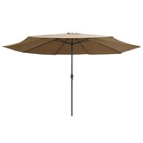 vidaXL Parasol met metalen paal 390 cm taupe