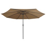 vidaXL Parasol met metalen paal 390 cm taupe