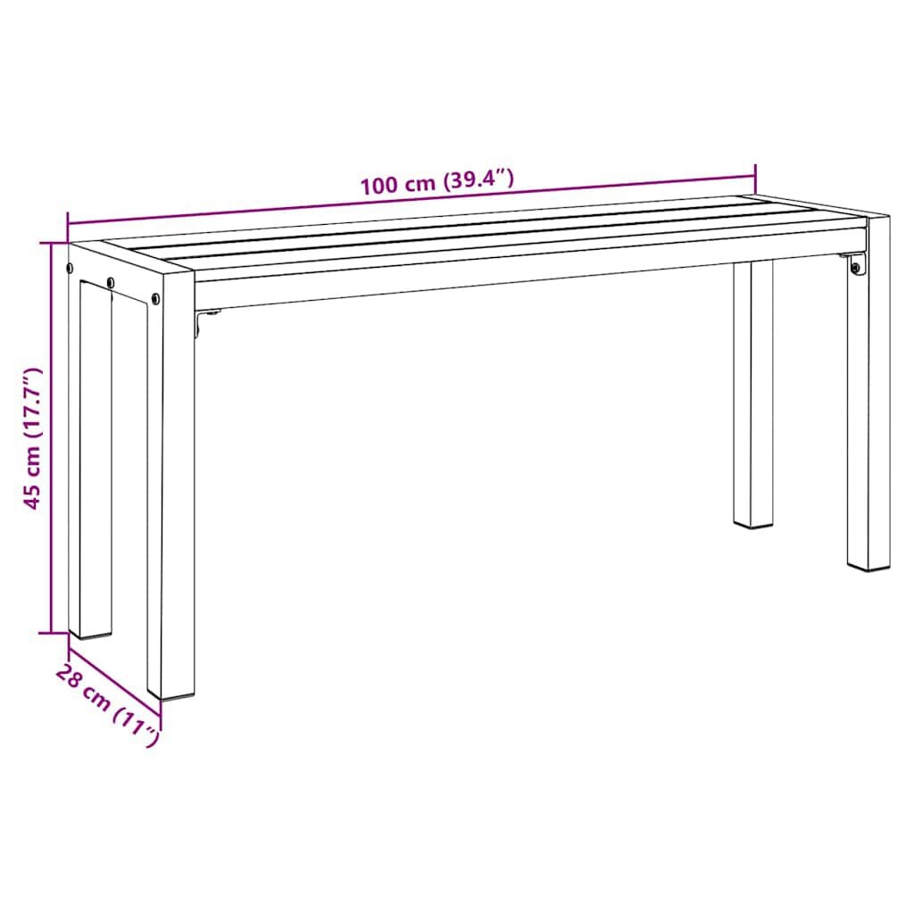 vidaXL Tuinbank Bruin 100 x 28 x 45 cm Staal