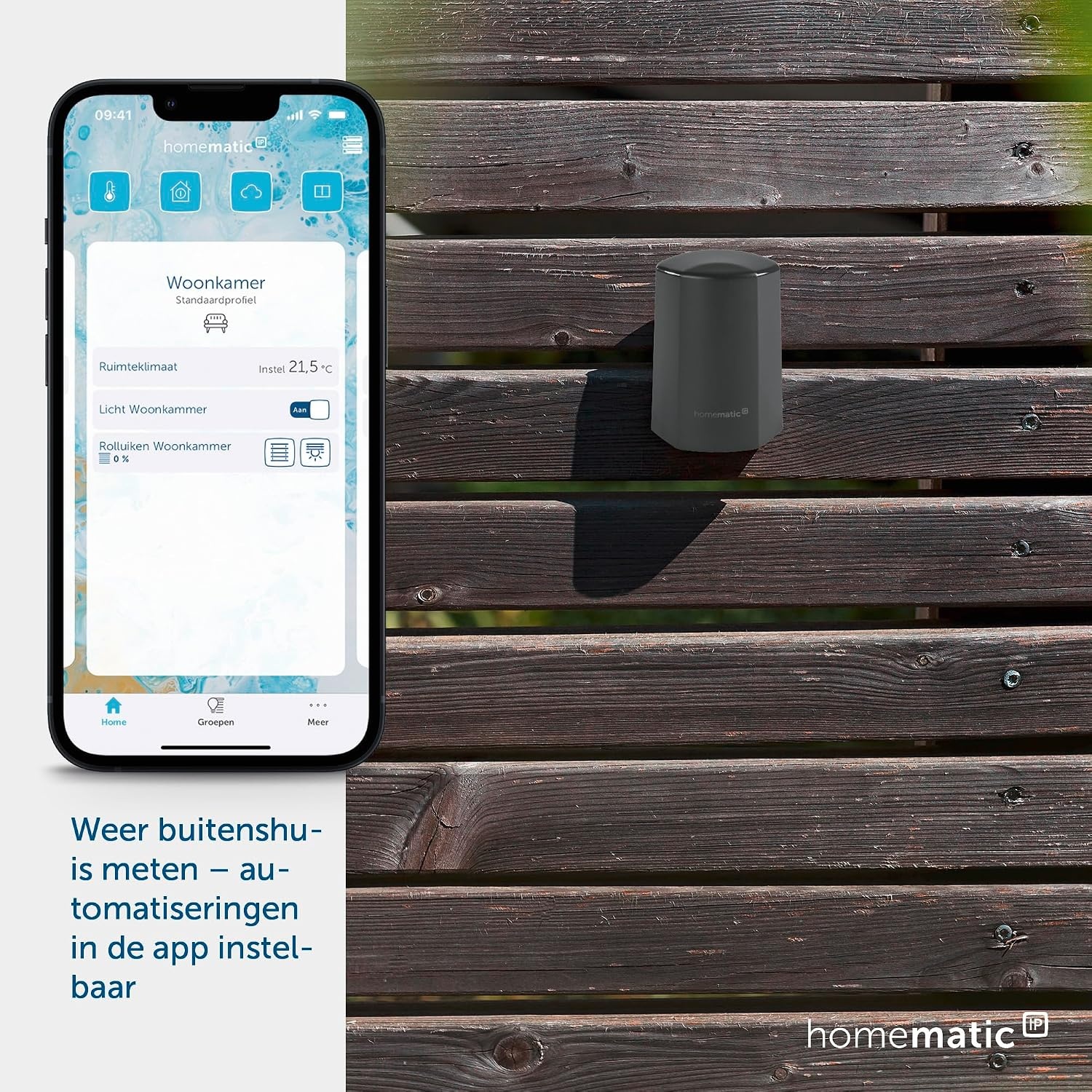 Homematic IP Temperatuur- en luchtvochtigheidssensor – buiten, antraciet, draadloze temperatuursensor, een accessoire voor slimme verwarming, 150574A0