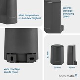 Homematic IP Temperatuur- en luchtvochtigheidssensor – buiten, antraciet, draadloze temperatuursensor, een accessoire voor slimme verwarming, 150574A0