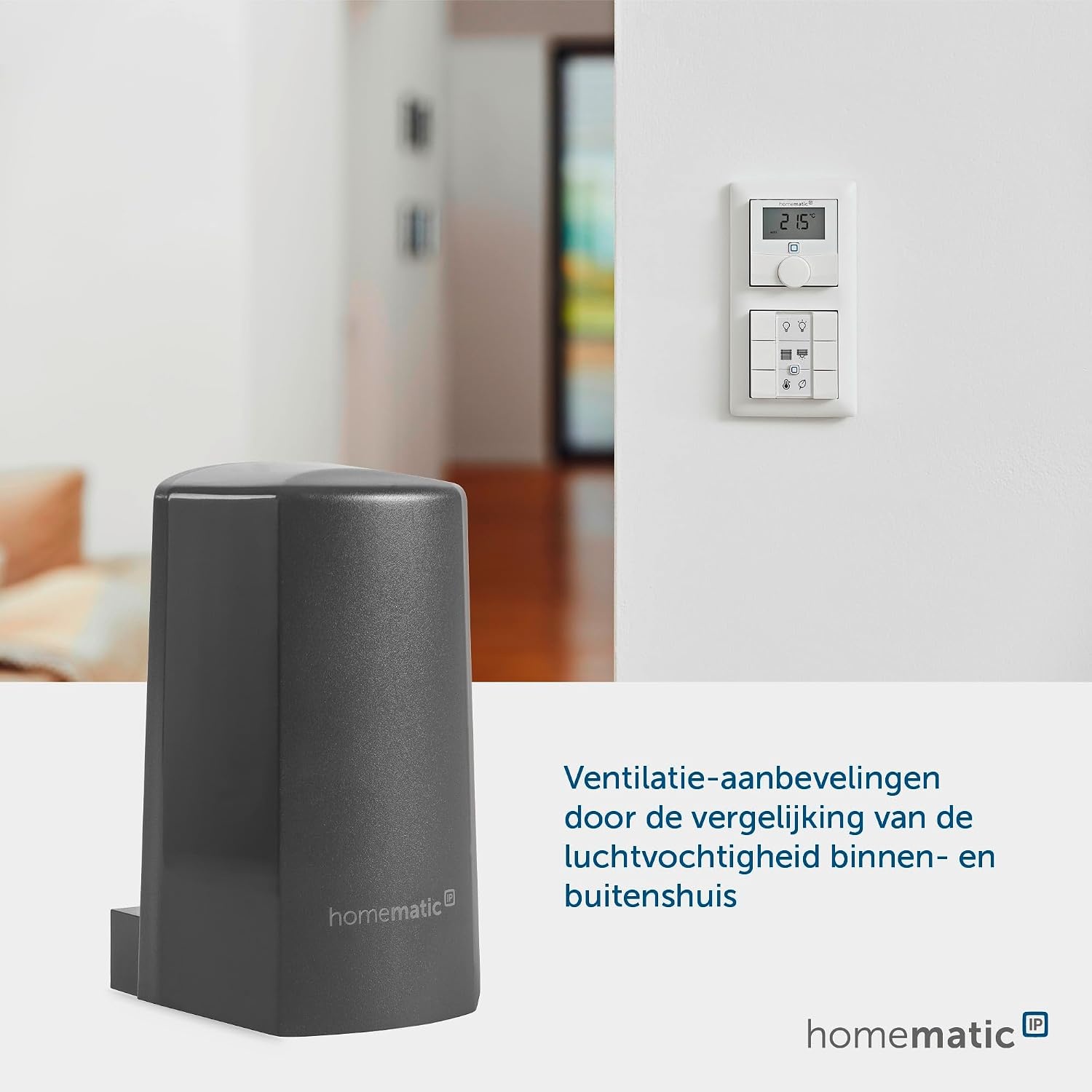 Homematic IP Temperatuur- en luchtvochtigheidssensor – buiten, antraciet, draadloze temperatuursensor, een accessoire voor slimme verwarming, 150574A0