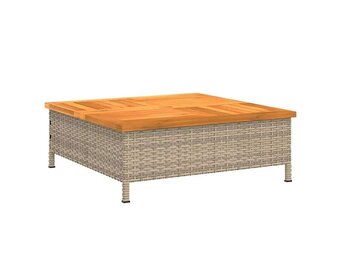 vidaXL Parasolvoetbedekking 70x70x25 cm poly rattan acaciahout beige
