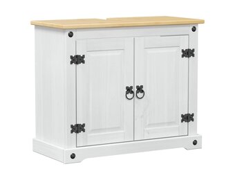 vidaXL Wastafelkast Wit 73 x 33 x 60 cm Massief grenenhout