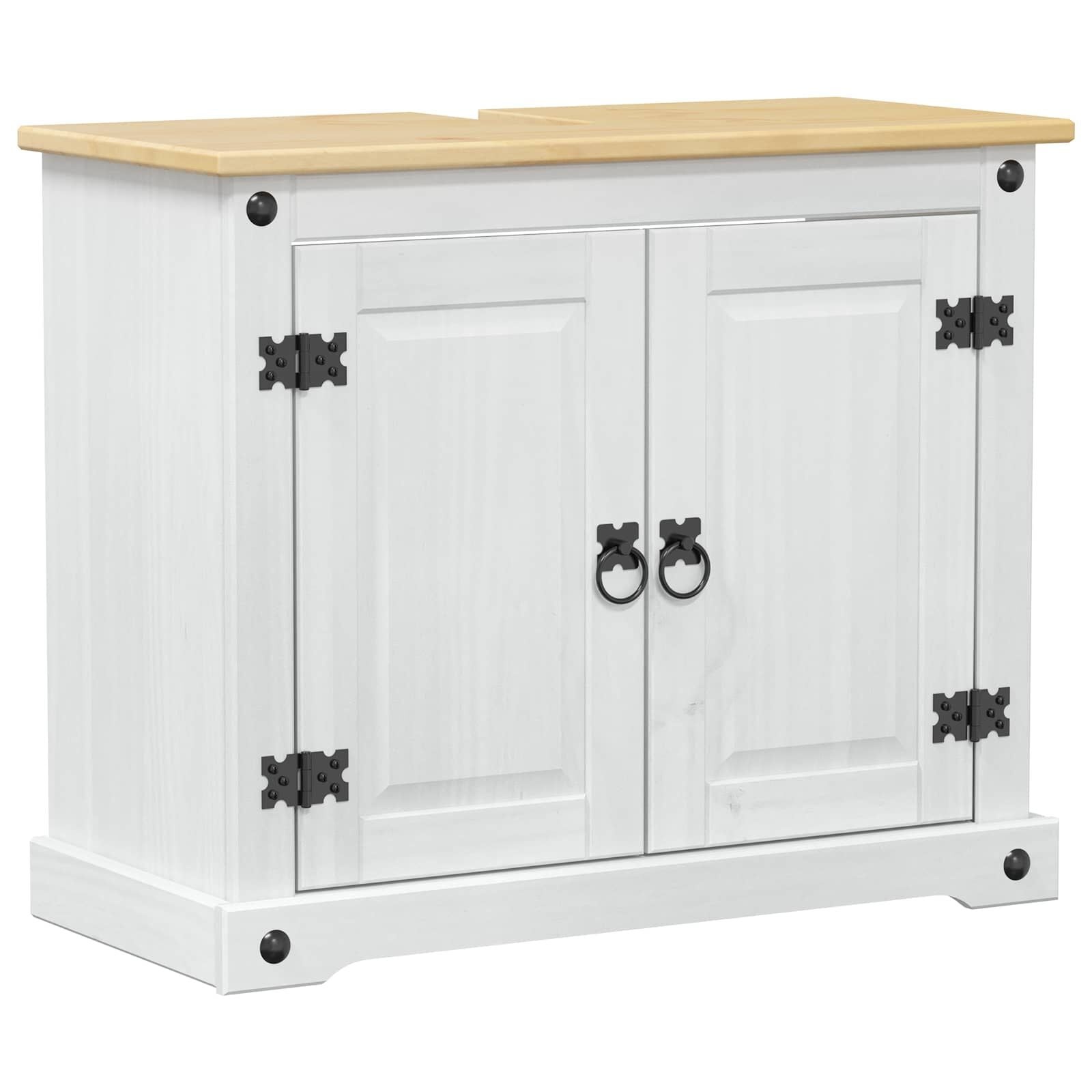 vidaXL Wastafelkast Wit 73 x 33 x 60 cm Massief grenenhout