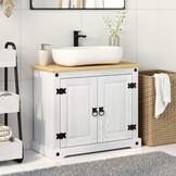 vidaXL Wastafelkast Wit 73 x 33 x 60 cm Massief grenenhout