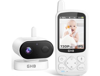 GHB Bewakingscamera voor baby's, met camera, LCD, 2,8 inch, 2000 mAh, nachtzicht, twee-weg communicatie