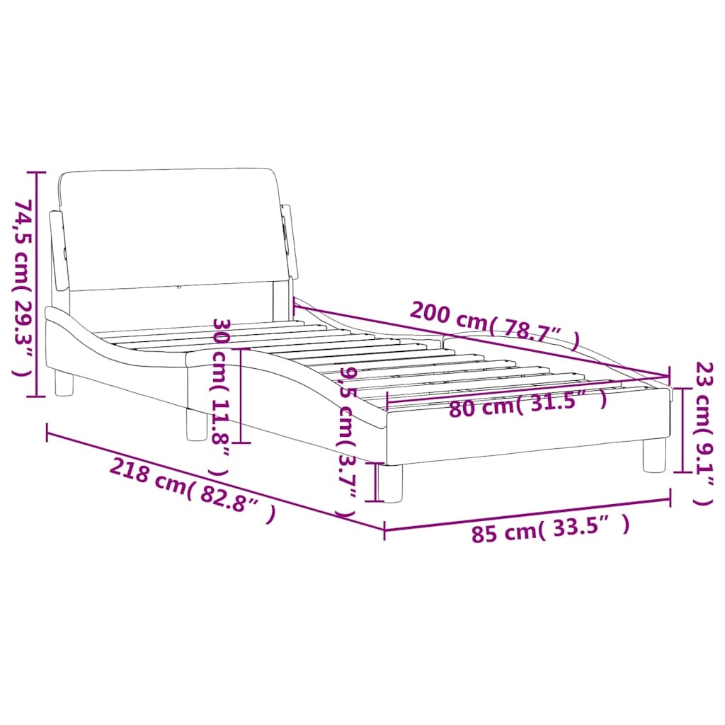 vidaXL Bedframe "Dover" 80x200 cm fluweel lichtgrijs