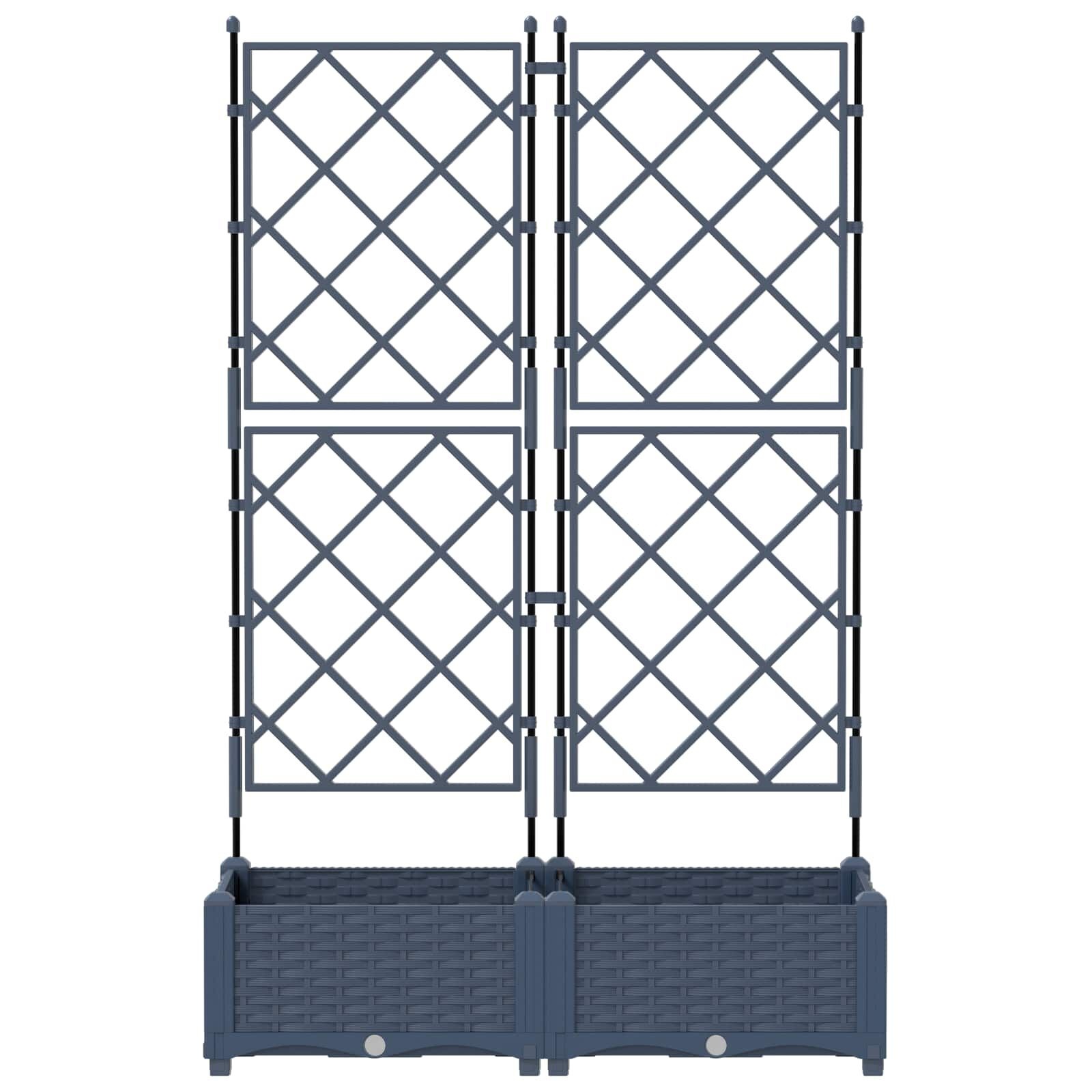vidaXL Plantenbak 2 st Grijs 80 x 40 x 125,5 cm PP