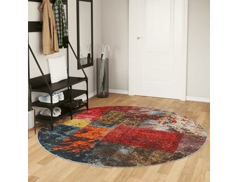 vidaXL Vloerkleed wasbaar anti-slip Ø 200 cm meerkleurig