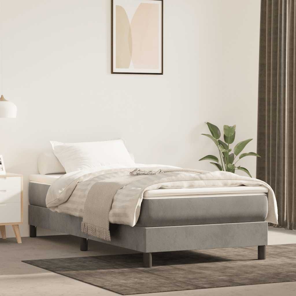 vidaXL Bedframe zonder matras 90x200 cm fluweel lichtgrijs