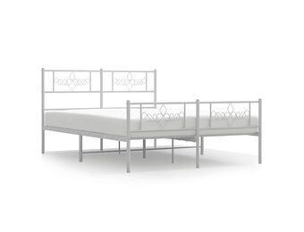 vidaXL Bedframe met hoofd- en voeteneinde metaal wit 140x200 cm