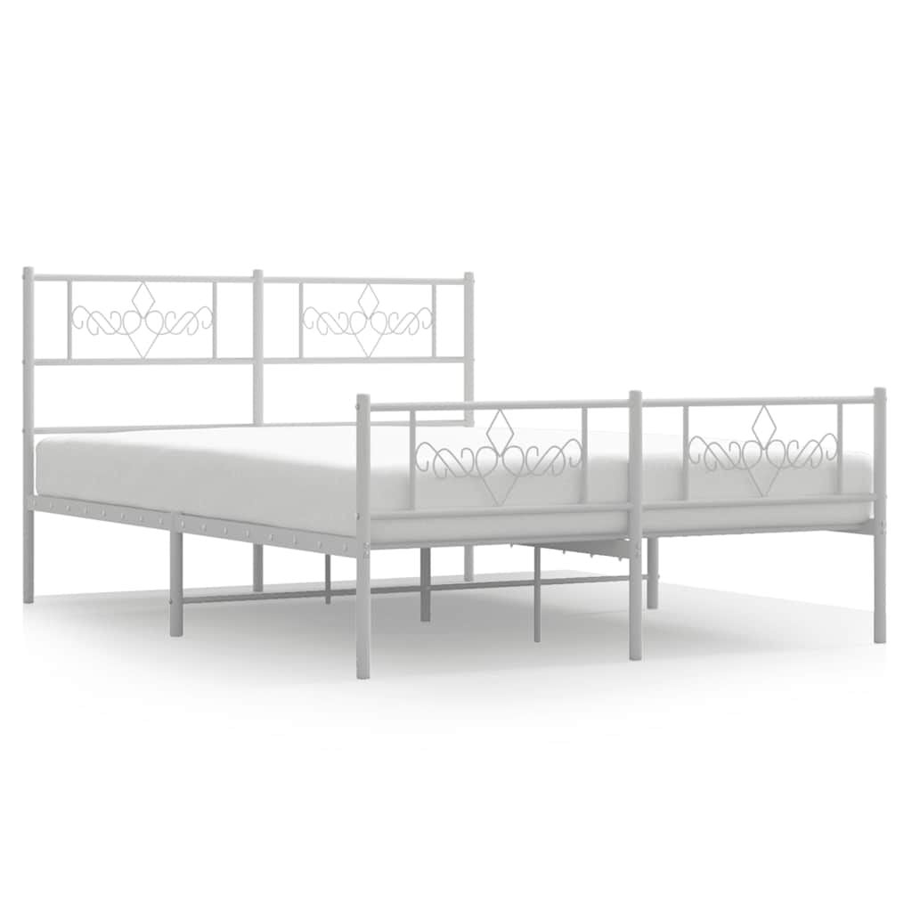 vidaXL Bedframe met hoofd- en voeteneinde metaal wit 140x200 cm