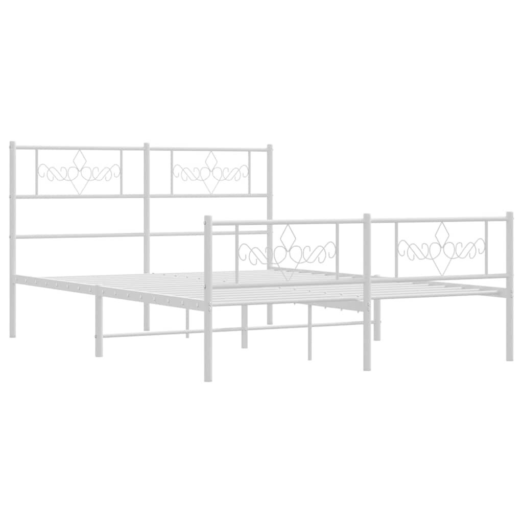 vidaXL Bedframe met hoofd- en voeteneinde metaal wit 140x200 cm