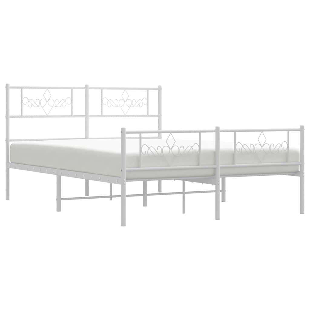 vidaXL Bedframe met hoofd- en voeteneinde metaal wit 140x200 cm
