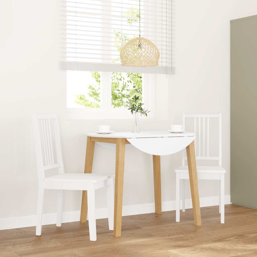 vidaXL Eetkamerstoelen 2 st massief hout rubber wit