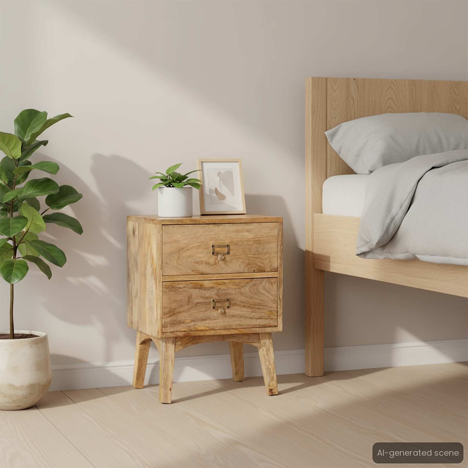 vidaXL Nachtkastje 40x35x55 cm massief mangohout