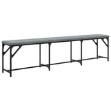 vidaXL Eetkamerbank 186x32x45 cm staal en stof lichtgrijs