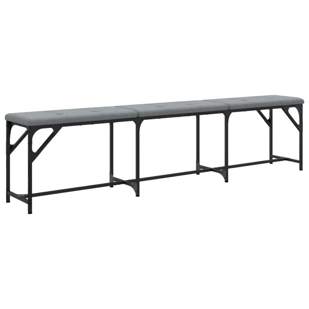 vidaXL Eetkamerbank 186x32x45 cm staal en stof lichtgrijs