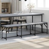 vidaXL Eetkamerbank 186x32x45 cm staal en stof lichtgrijs