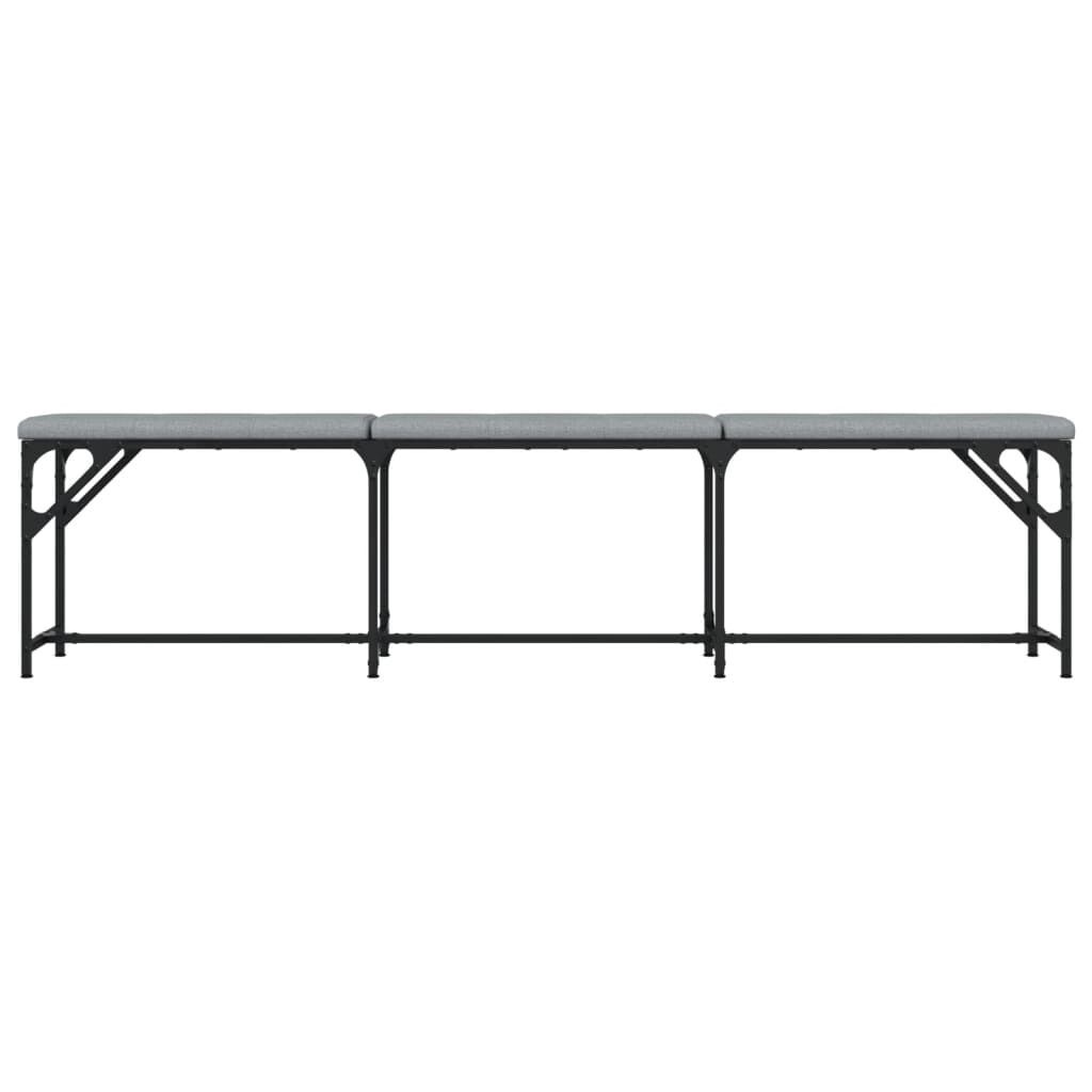vidaXL Eetkamerbank 186x32x45 cm staal en stof lichtgrijs