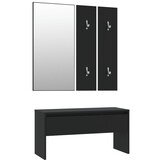 vidaXL Garderobe set bewerkt hout zwart