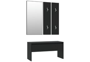 Garderobe Set Bewerkt Hout Zwart - 39% Korting