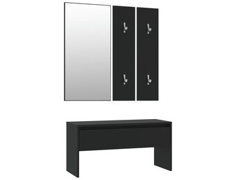 vidaXL Garderobe set bewerkt hout zwart