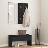 vidaXL Garderobe set bewerkt hout zwart