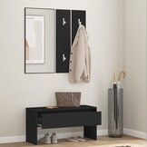 vidaXL Garderobe set bewerkt hout zwart