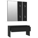 vidaXL Garderobe set bewerkt hout zwart