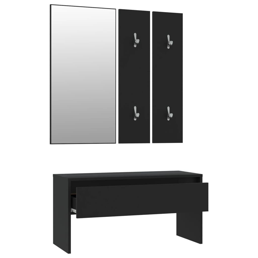 vidaXL Garderobe set bewerkt hout zwart