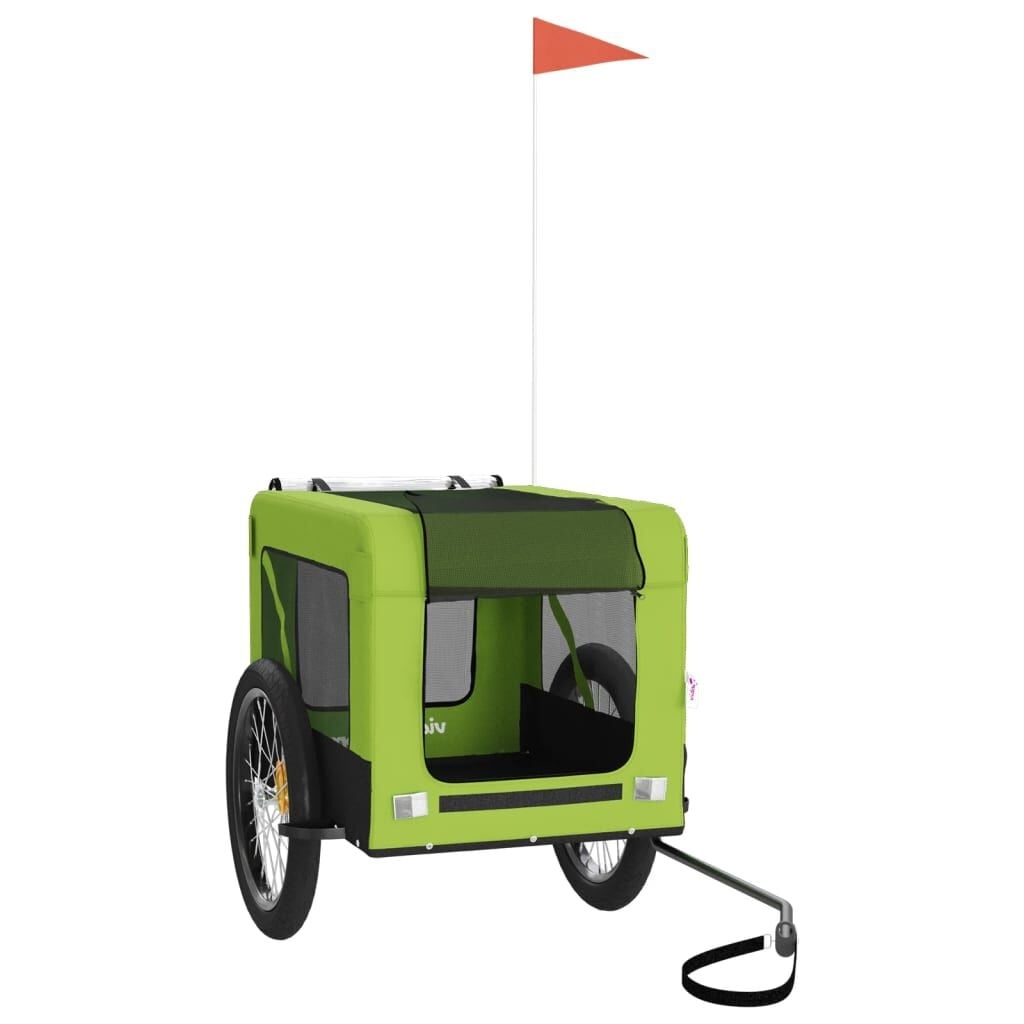 vidaXL Hondenfietstrailer oxford stof en ijzer groen en zwart