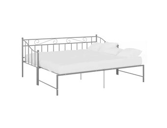 vidaXL Slaapbank uittrekbaar metaal grijs 90x200 cm