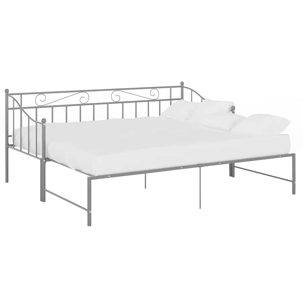 vidaXL Slaapbank uittrekbaar metaal grijs 90x200 cm