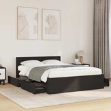 vidaXL Bedframe met hoofdeinde zonder matras 140x200 cm zwart