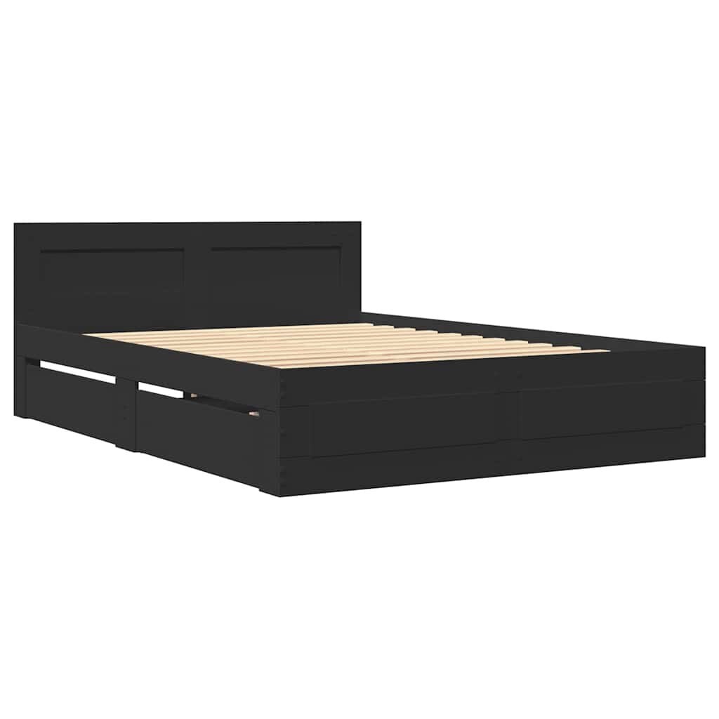 vidaXL Bedframe met hoofdeinde zonder matras 140x200 cm zwart