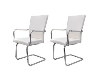 vidaXL Eetkamerstoelen 2 st kunstleer wit