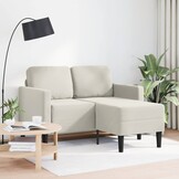 vidaXL 2-zitsbank met chaise L-vorm crèmekleurig 125 cm fluweel